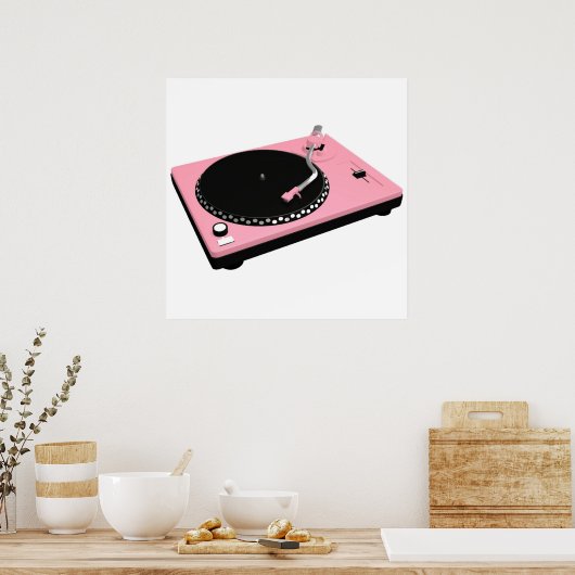  roze recordspeler poster (Keuken)
