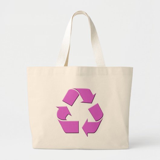 Roze Recyclen symbool Grote Tote Bag (Voorkant)