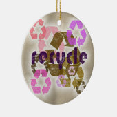 Roze Recyclen Symbool Logo Ornament (Rechts)