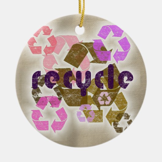 Roze Recyclen Symbool Logo Ornament (Voorkant)