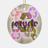 Roze Recyclen Symbool Logo Ornament (Links)