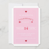 Roze Red Arrow Valentijnsdag Party Invitation Kaart (Voorkant)
