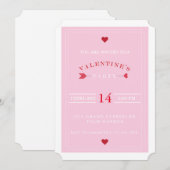 Roze Red Arrow Valentijnsdag Party Invitation Kaart (Voorkant / Achterkant)