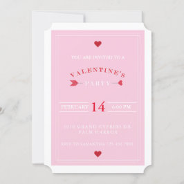 Roze Red Arrow Valentijnsdag Party Invitation Kaart