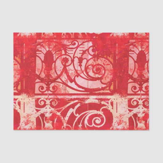  Roze Red Damask Paris Valentijn Tissuepapier (Voorkant)