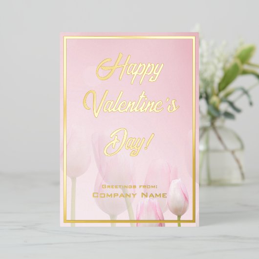 Roze Red en Gold Business Valentijn Folie Kaart (Staand Voorkant)