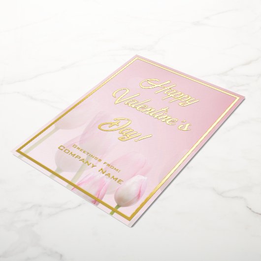 Roze Red en Gold Business Valentijn Folie Kaart (Gedraaid)