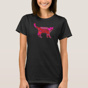 Roze Red Heart Love Mam Cute Pet Cat Mama Mama T-shirt