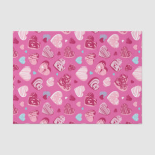Roze Red Heart Romance Love Pattern Valentijnsdag Tissuepapier