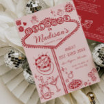 Roze Red Vegas Bachelorette Weekendprogramma Kaart<br><div class="desc">Vegas Bachelorette Weekend Invitation – Pink & Red Hand-Drawn Casino Theme Maak je klaar voor een onvergetelijk uitje voor meisjes met onze Vegas Bachelorette Weekend Invitation! Dit speelse maar chique ontwerp heeft een blozend roze achtergrond met gewaagde rode, met de hand getekende, op het casino geïnspireerde illustraties - van het...</div>