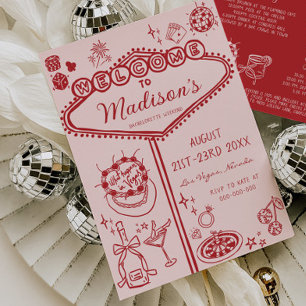 Roze Red Vegas Bachelorette Weekendprogramma Kaart