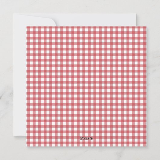 Roze Red White Gingham met kerst Foto Joy Peace Feestdagenkaart (Achterkant)