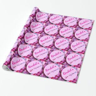 Roze Redbud Blossom Bat Mitzvah gepersonaliseerd Cadeaupapier