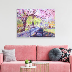 Roze Redbud Boom Bloeit In Williamsburg Virginia Canvas Afdruk