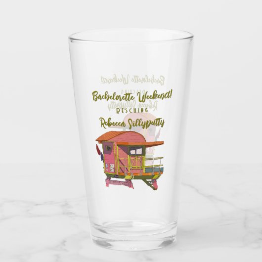 Roze Redderssfeer Bachelorette-weekend Glas (Voorkant)
