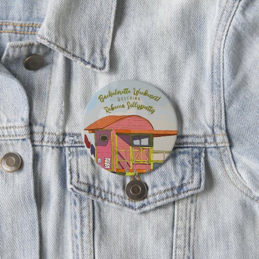 Roze Reddingsbrigade Vibes Bachelorette Weekend Ronde Button 7,6 Cm (In situ)