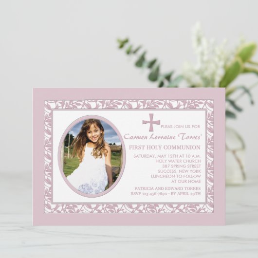 Roze reflectie Fotouitnodiging Kaart (Staand voorkant)