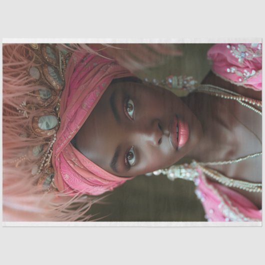 Roze Regal Hoofdtooi Gouden Kroon Decoupage Tissuepapier (Voorkant)