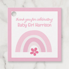 Roze regenbogen en bloemen Baby shower Bedankjes Labels