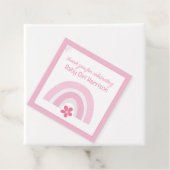 Roze regenbogen en bloemen Baby shower Bedankjes Labels (In situ)