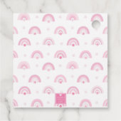 Roze regenbogen en bloemen Baby shower Bedankjes Labels (Achterkant)