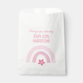 Roze regenbogen en bloemen Baby shower Bedankzakje (Voorkant)