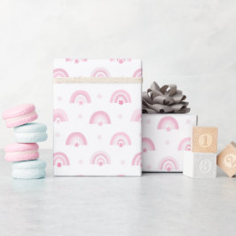 Roze regenbogen en bloemen Baby shower Cadeaupapier
