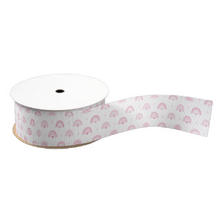 Roze regenbogen en bloemen Baby shower Grosgrain Lint