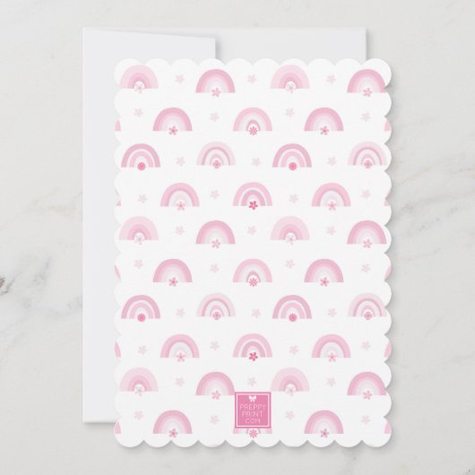 Roze regenbogen en bloemen Baby shower Kaart (Achterkant)