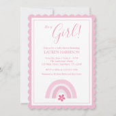 Roze regenbogen en bloemen Baby shower Kaart (Voorkant)