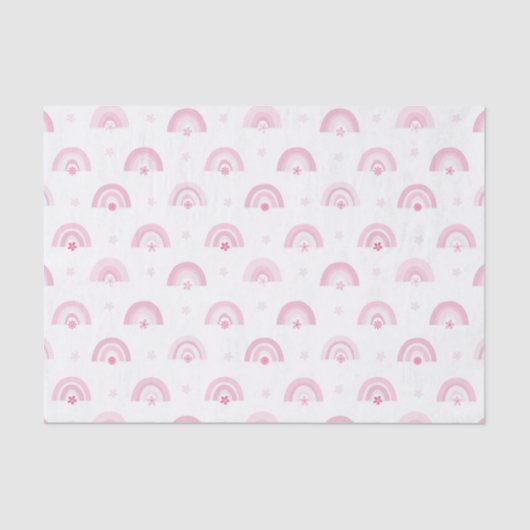 Roze regenbogen en bloemen Baby shower Tissuepapier (Voorkant)