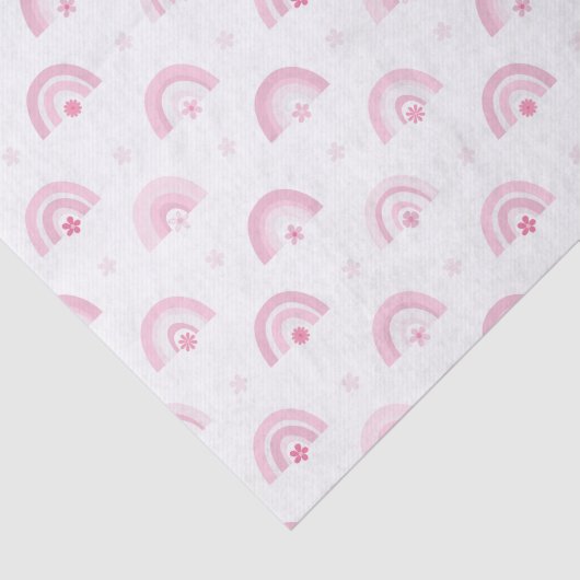 Roze regenbogen en bloemen Baby shower Tissuepapier (Detail)