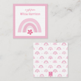Roze regenbogen en bloemen cadeau behuizing notitiekaartje