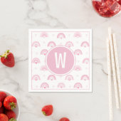 Roze regenbogen en bloemen Monogram Baby shower Servet (Insitu)