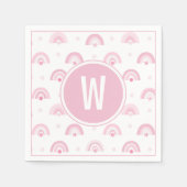 Roze regenbogen en bloemen Monogram Baby shower Servet (Voorkant)