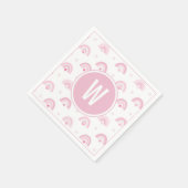 Roze regenbogen en bloemen Monogram Baby shower Servet (Hoek)