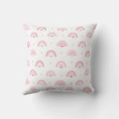 Roze regenbogen en bloemen monogram kinderkamer kussen (Achterkant)