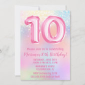 Roze Regenboog 10e Verjaardag Kaart (Voorkant)