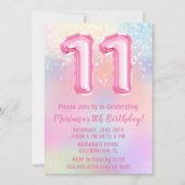 Roze Regenboog 11e Verjaardag Kaart (Voorkant)