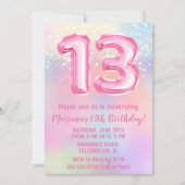 Roze Regenboog 13e Verjaardag Kaart (Voorkant)