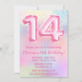 Roze Regenboog 14e Verjaardag Kaart (Voorkant)