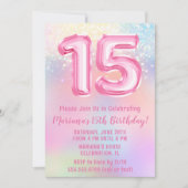 Roze Regenboog 15e Verjaardag Kaart (Voorkant)