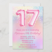Roze Regenboog 17e Verjaardag Kaart (Voorkant)