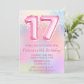 Roze Regenboog 17e Verjaardag Kaart (Staand voorkant)