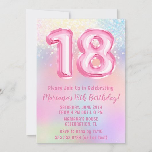 Roze Regenboog 18e Verjaardag Kaart (Voorkant)