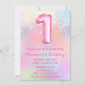 Roze Regenboog 1e Verjaardag Kaart (Voorkant)