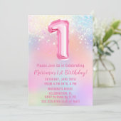 Roze Regenboog 1e Verjaardag Kaart (Staand voorkant)