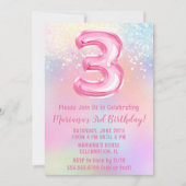 Roze Regenboog 3e Verjaardag Kaart (Voorkant)