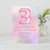 Roze Regenboog 3e Verjaardag Kaart (Staand voorkant)