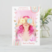 Roze regenboog 40 & Fabulous Modern Birthday Party Kaart (Staand voorkant)